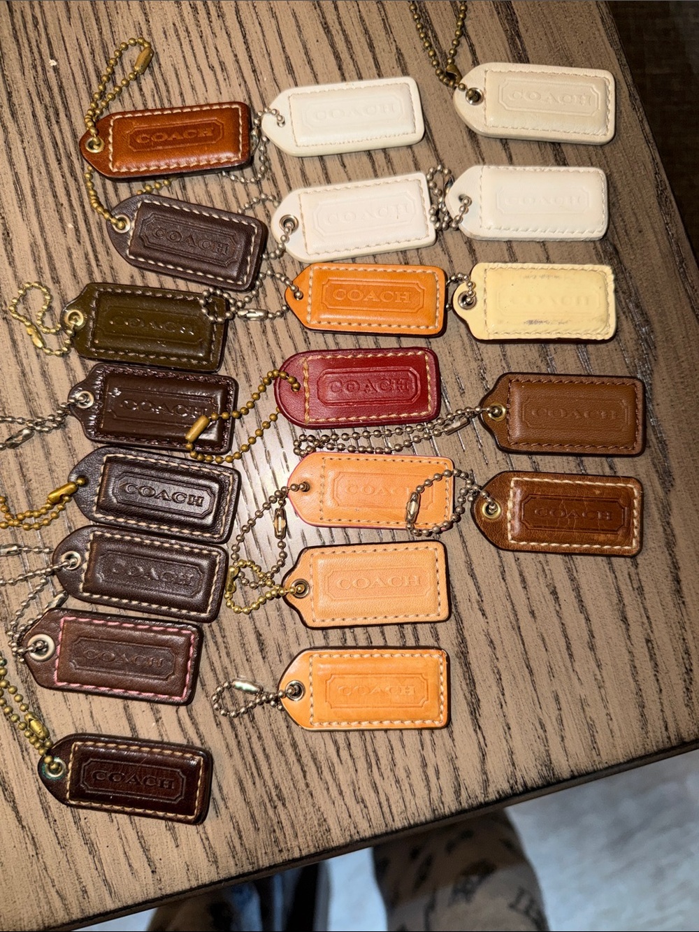 Coach Leather hang tags - White, Tan, Brown, Orange, Red, Olive, Cream
